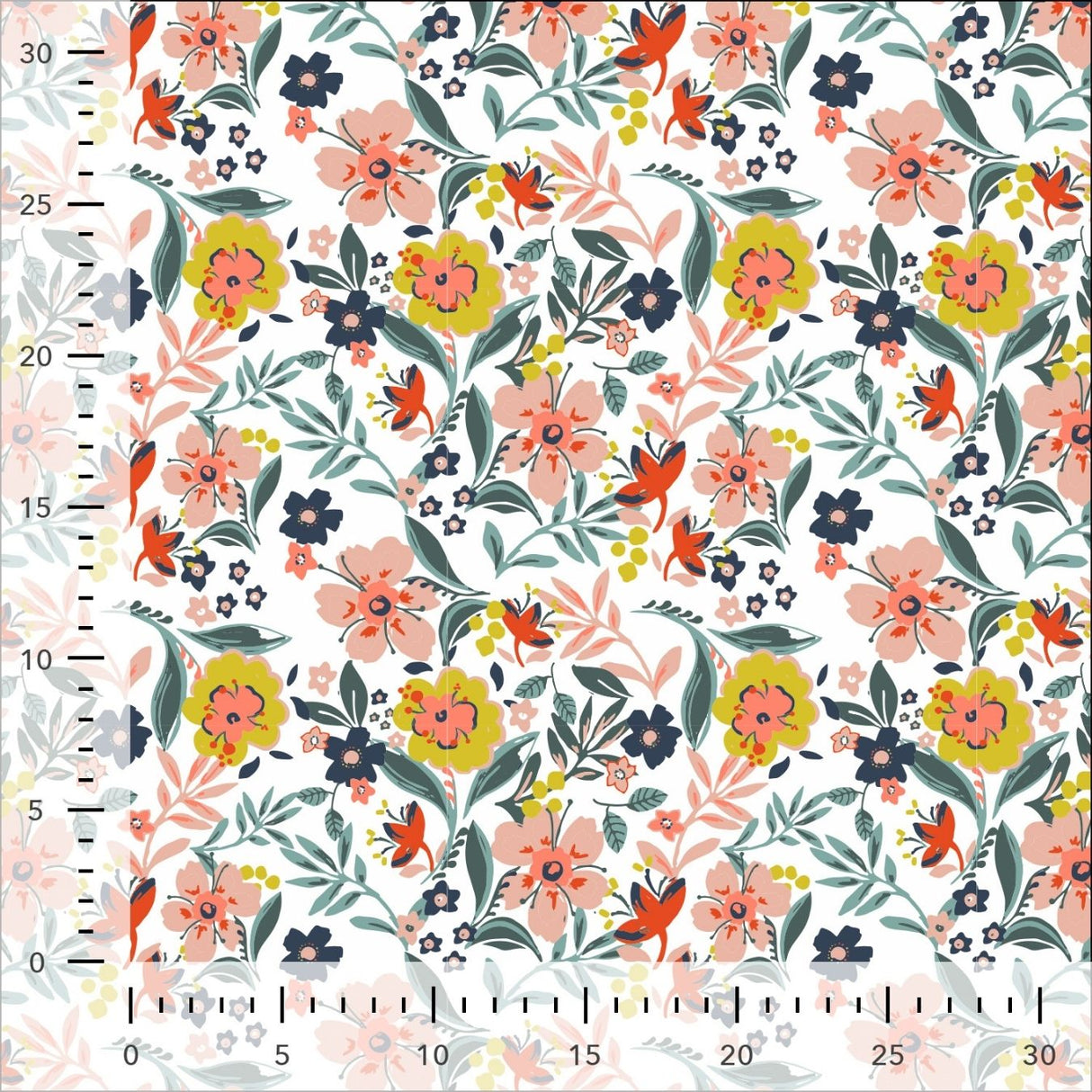 C Pop Summer Belle Printed Cotton Poplin 120gsm Dress Fabric Ruler