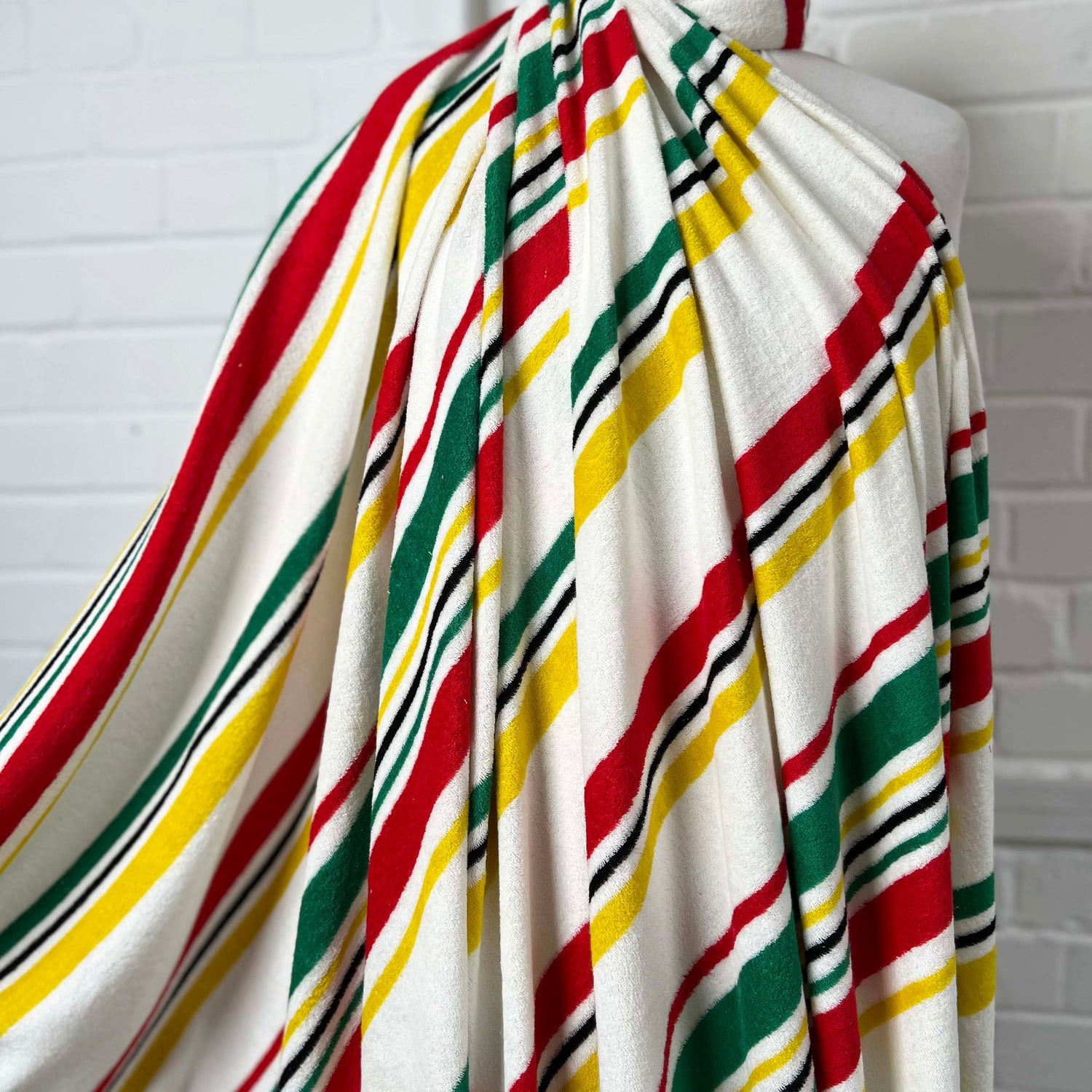 Cabanna Stripe Towelling Multi Coloured Stripe Cotton Fabric Mannequin