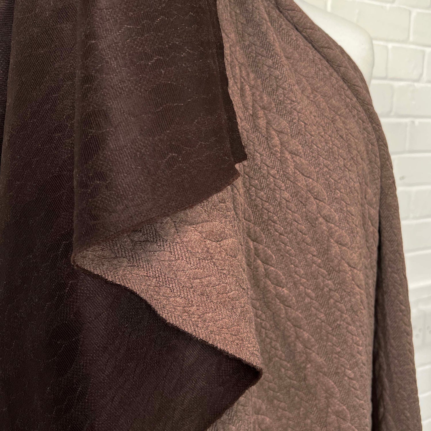Cable Jersey Cocoa Marl Brown Polyester Viscose Elastane Rope Double Knit Fabric Fold