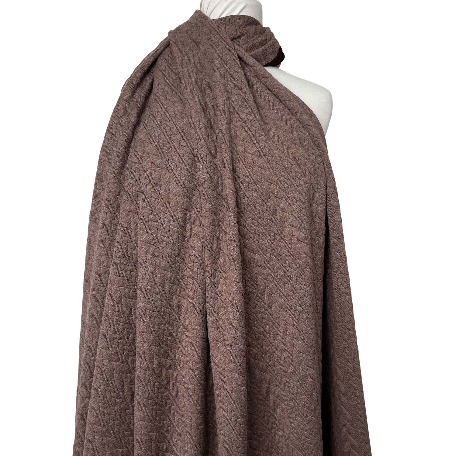 Cable Jersey Cocoa Marl Brown Polyester Viscose Elastane Rope Double Knit Fabric Mannequin