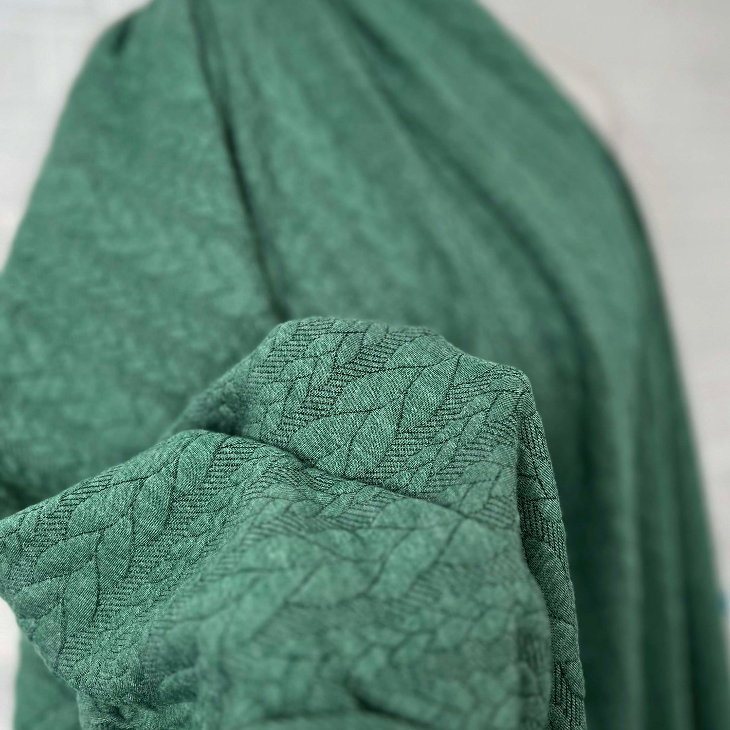 Cable Jersey Green Marl Polyester Viscosea Elastane Rope Double Knit Fabric CU
