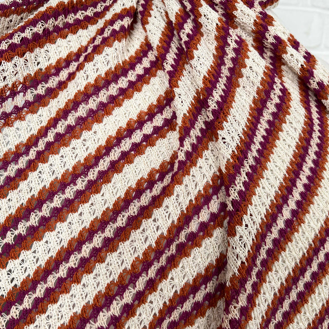 PolycottonPink Striped Crochet Dress Fabic Cadiz - Sunset Stripe CU