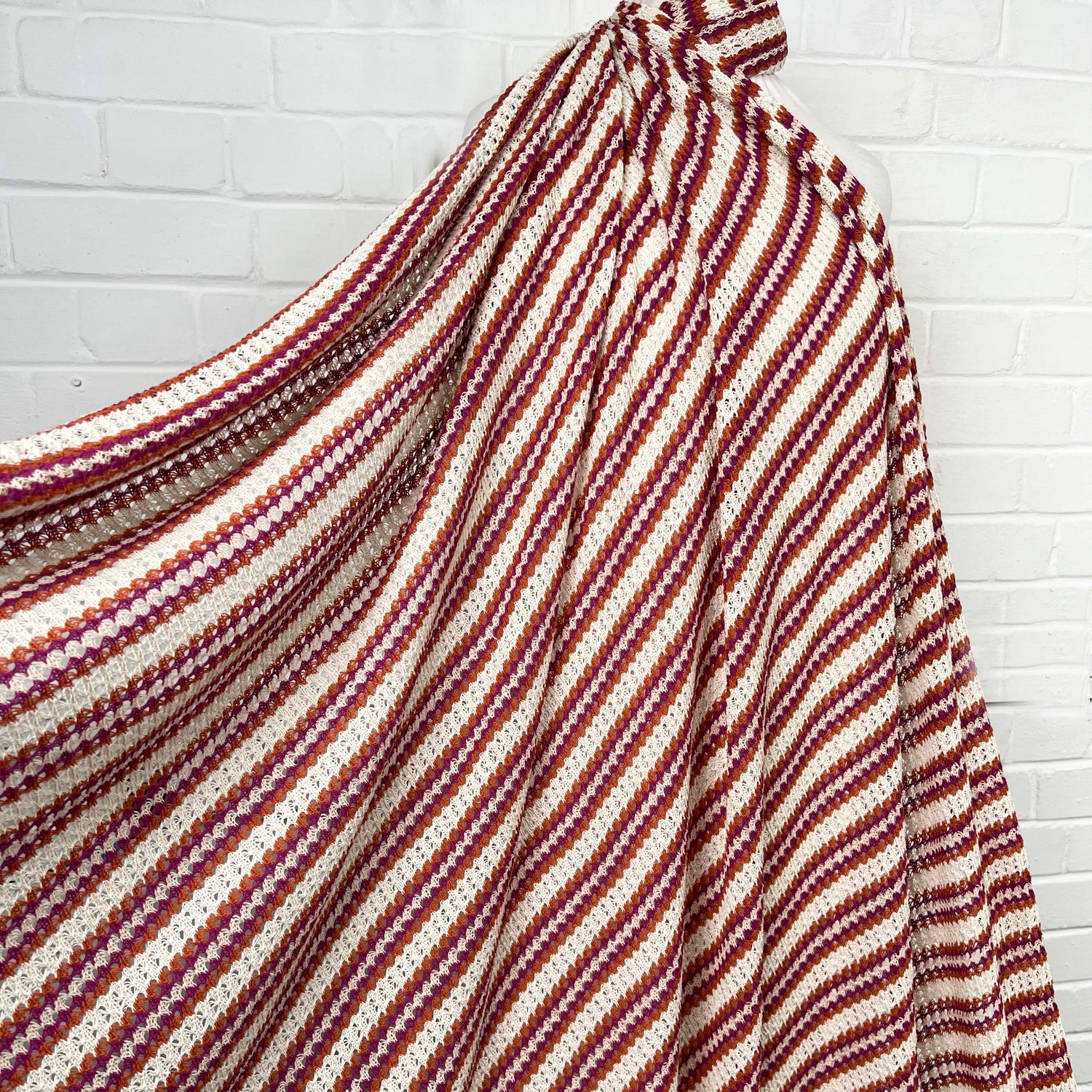 PolycottonPink Striped Crochet Dress Fabic Cadiz - Sunset Stripe Mannequin
