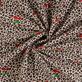 Cherry Roar Animal Fruit Print Knitted Cotton Jersey 190gsm Dress Fabric Swirl