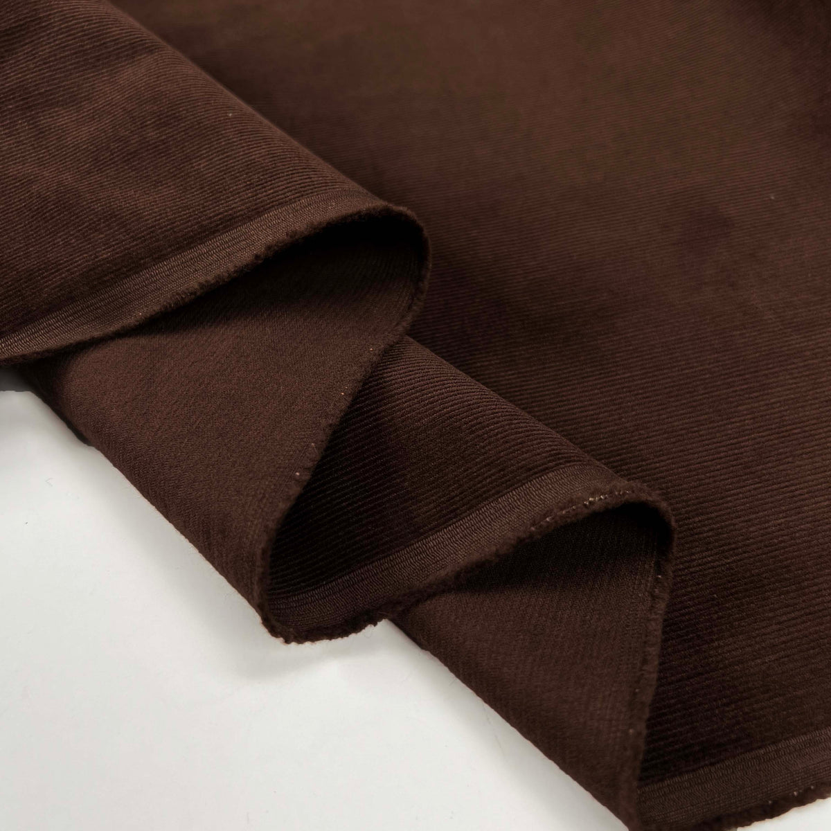 Brown 21 Wale Cotton Corduroy Shirting Dressmaking Fabric Choco Loco Fold