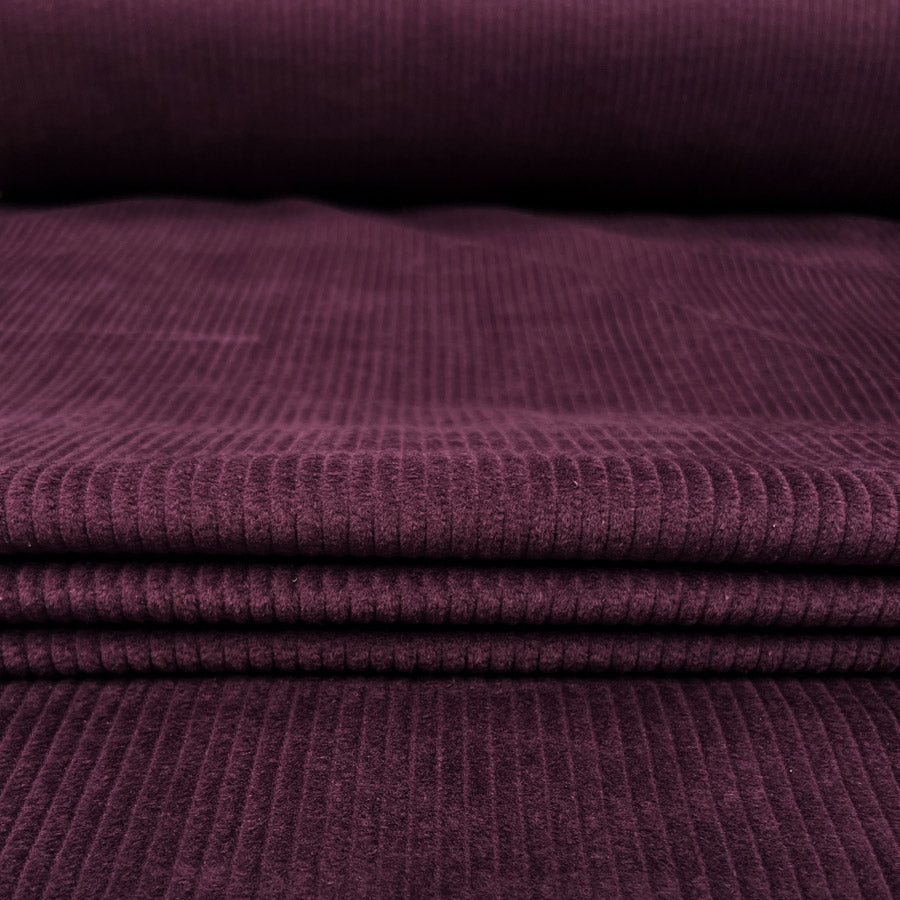 Chunky Cord Wine Purple Cotton Jumbo 5 Wale Corduroy Fabric CU