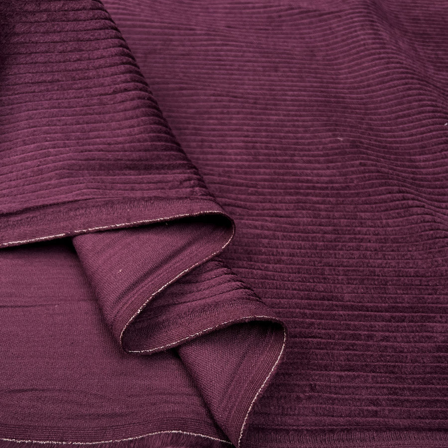 Chunky Cord Wine Purple Cotton Jumbo 5 Wale Corduroy Fabric Fold