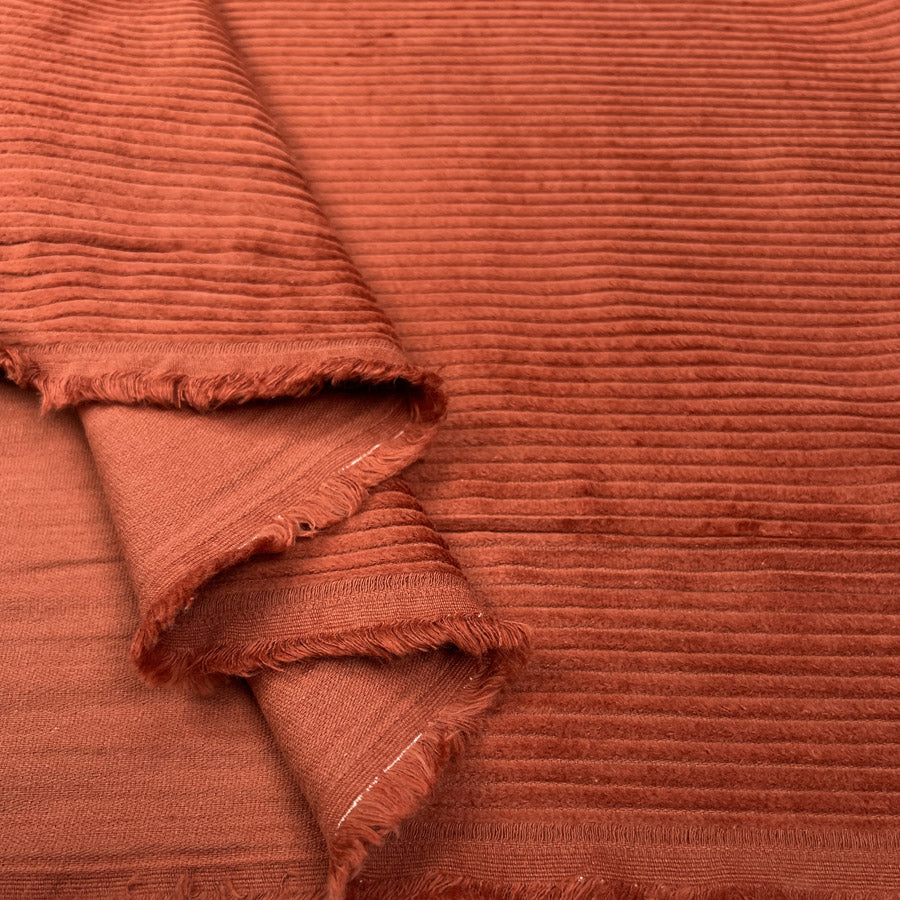 Chunky Cord Wine Rust Cotton Jumbo 5 Wale Corduroy Fabric Fold