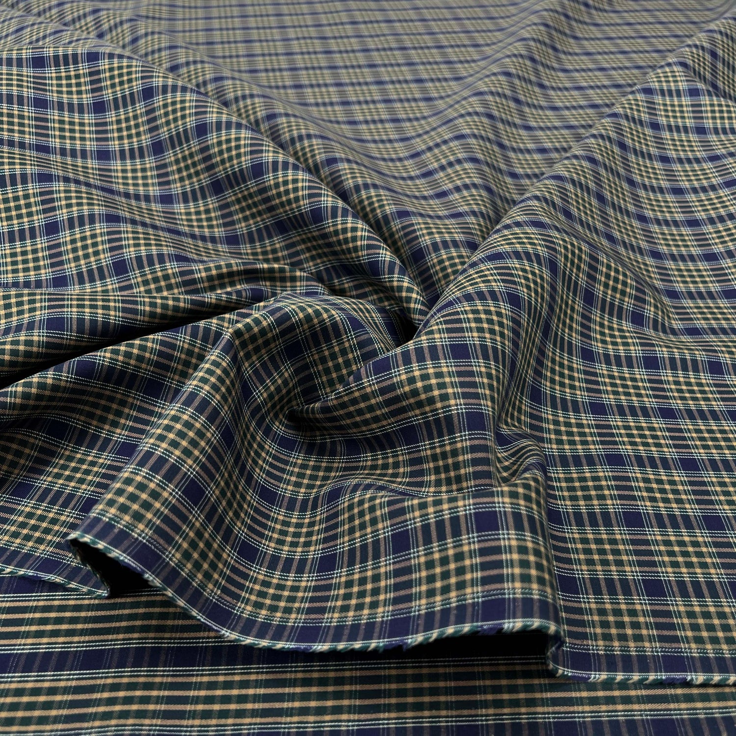 Green & Blue Cotton Check Shirting Fabric Clarkson's Check CU