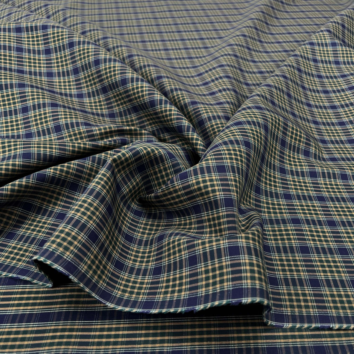 Green & Blue Cotton Check Shirting Fabric Clarkson's Check CU