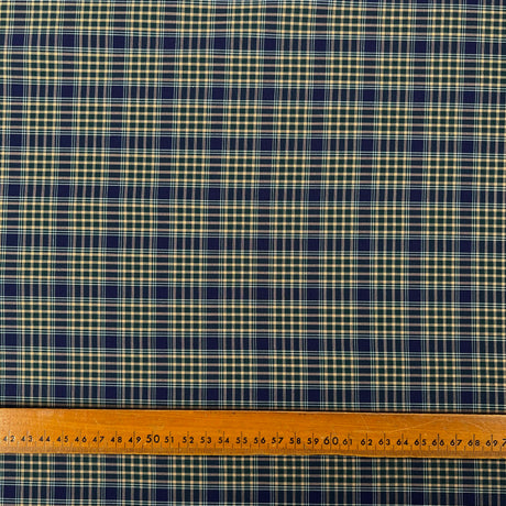 Green & Blue Cotton Check Shirting Fabric Clarkson's Check Ruler
