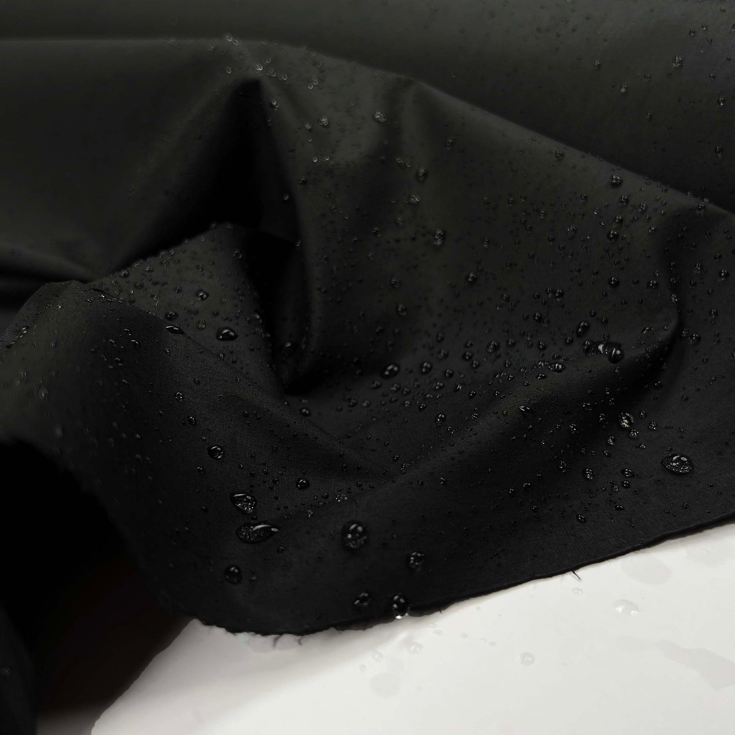 Coalbrook Wax Cotton Black Plain British Fabric CU