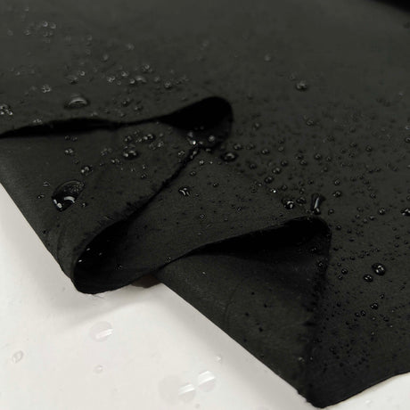 Coalbrook Wax Cotton Black Plain British Fabric Fold