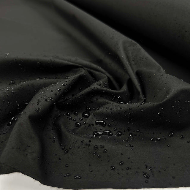 Coalbrook Wax Cotton Black Plain British Fabric Splash