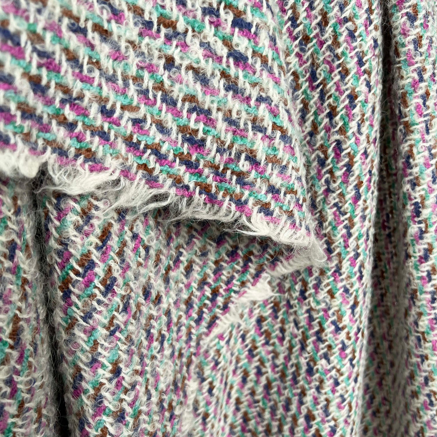 Designer Wool Blend Tweed Fabric Coat of Many Colours Hang