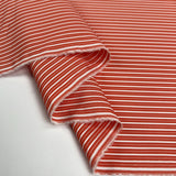 Coral Coastal Striped Cotton White Pinstripe Woven Shirting Fabric Fold