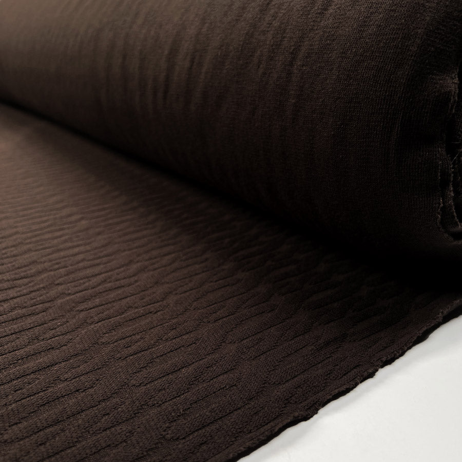 Cosy Cable Knit Brown Cotton Polyester Elastane Oeko Tex Stretch Dress Fabric Roll