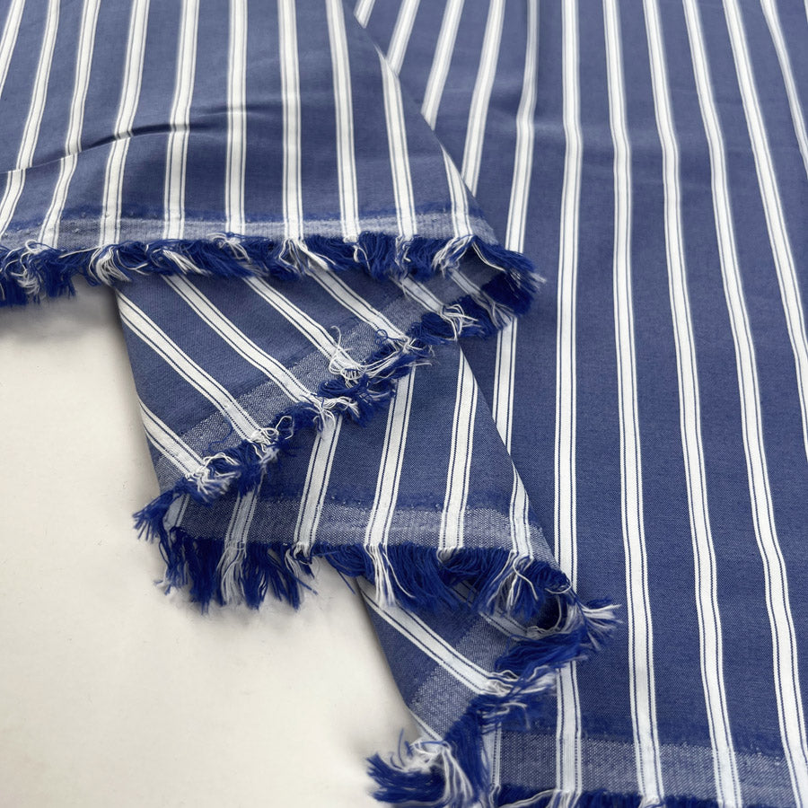 PolyCotton Dress Fabric Cotton Blend Shirting Blue Stripe Fold