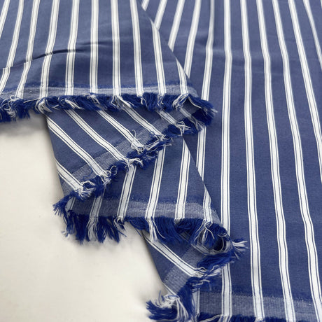 PolyCotton Dress Fabric Cotton Blend Shirting Blue Stripe Fold