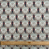 Cotton Canvas Art Noveau Abstract Red Navy Print Woven Fabric Ruler
