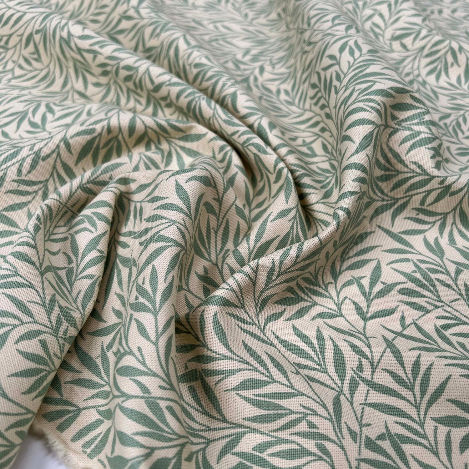 Green Natural Leaf Print Craft Fabric Cotton Canvas - Palms Sage CU