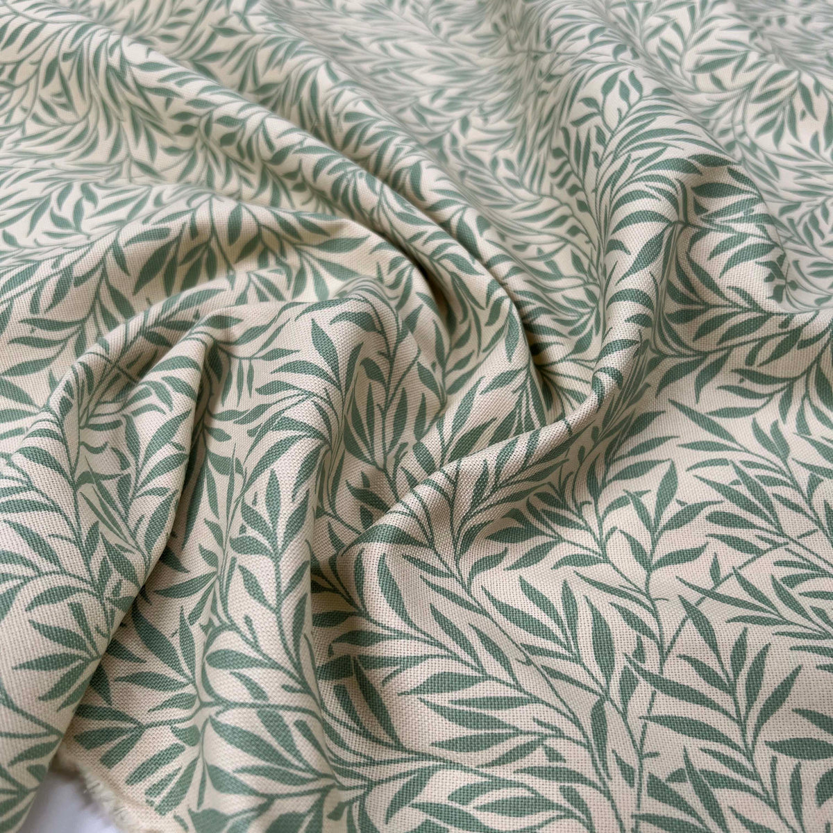 Green Natural Leaf Print Craft Fabric Cotton Canvas - Palms Sage CU