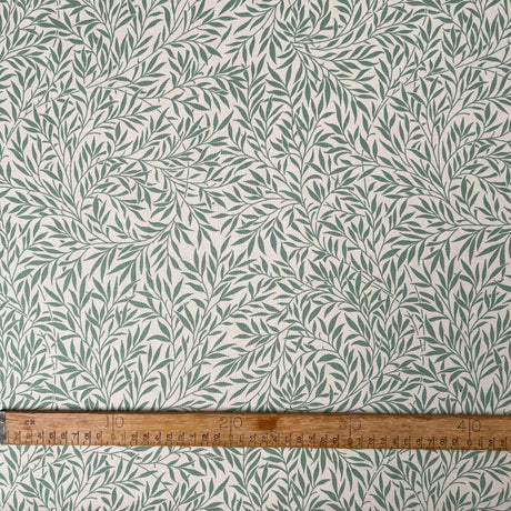 Green Natural Leaf Print Craft Fabric Cotton Canvas - Palms Sage Ruler
