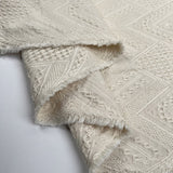 Cotton Damask Ecru Geometric Patterned Woven Fabric Fold