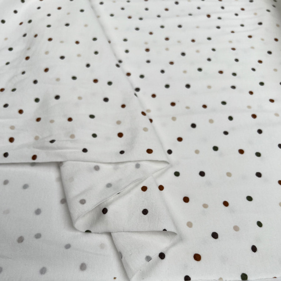 Cotton Jersey Dotty Cream Spot Print Elastane Knit Fabric Fold