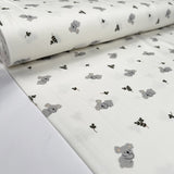 Cotton Jersey Koala Cream Green Grey Animal Print Elastane Knit Fabric Bolt