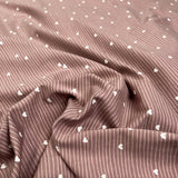 Cotton Jersey Love On The Line Pink White Heart Stripe Elastane Knit Fabric CU