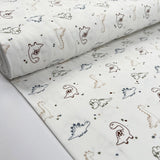 Cotton Jersey Prehistoric Cream Dinosaur Print Elastane Knit Fabric Bolt