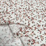 Cotton Jersey Tiny Floral Off White Green Pink Floral Print Elastane Knit Fabric Fold