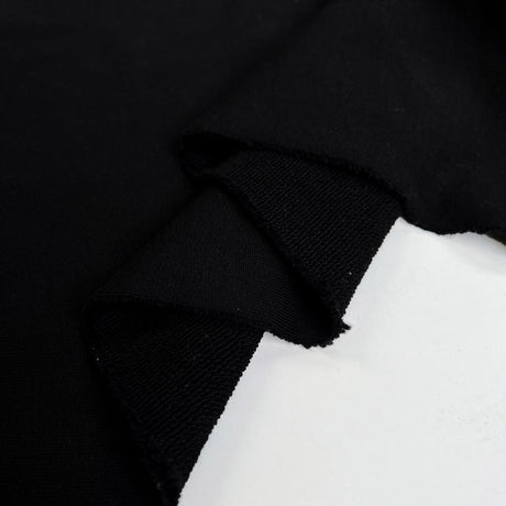 Stretch Dressmaking Fabric Cotton Looped Back Jersey - Black Fold