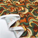Cotton Needlecord Back In The Day Orange Retro Pattern Woven Fabric Fold