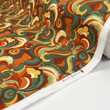 Cotton Needlecord Back In The Day Orange Retro Pattern Woven Fabric Roll