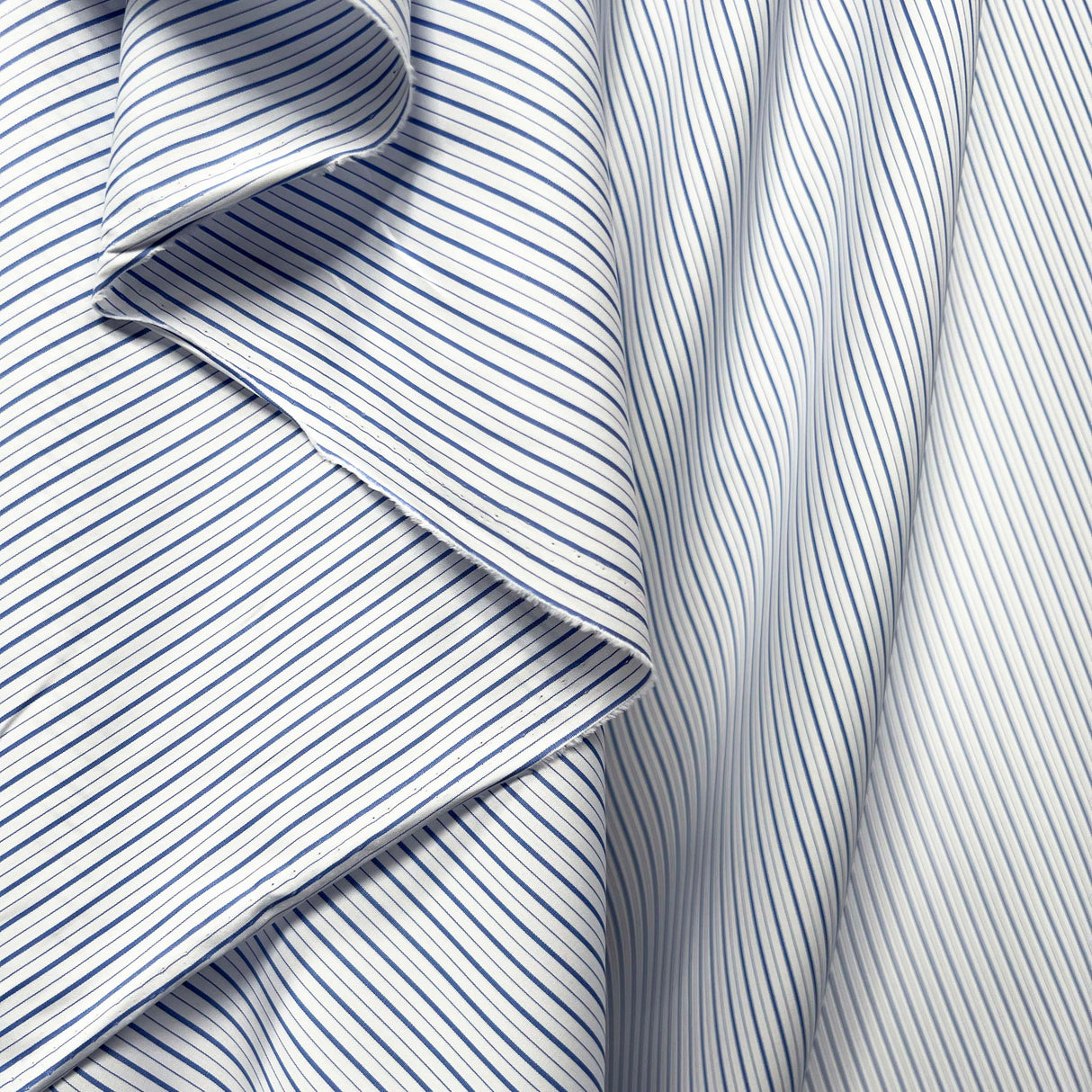 Cotton Rigato Double Blue White Italian Stripe Fabric Hang