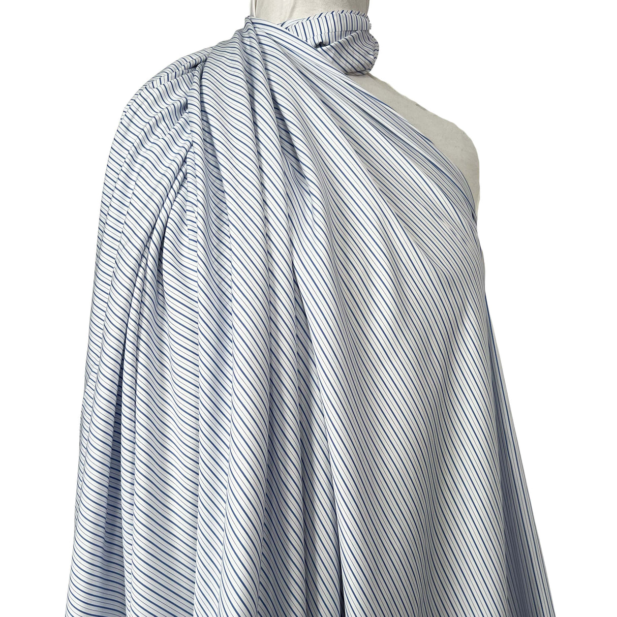 Cotton Rigato Double Blue White Italian Stripe Fabric mannequin