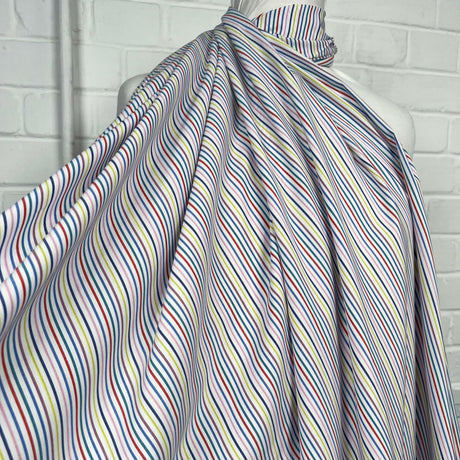 Cotton Rigato Multi White Italian Stripe Shirt Fabric