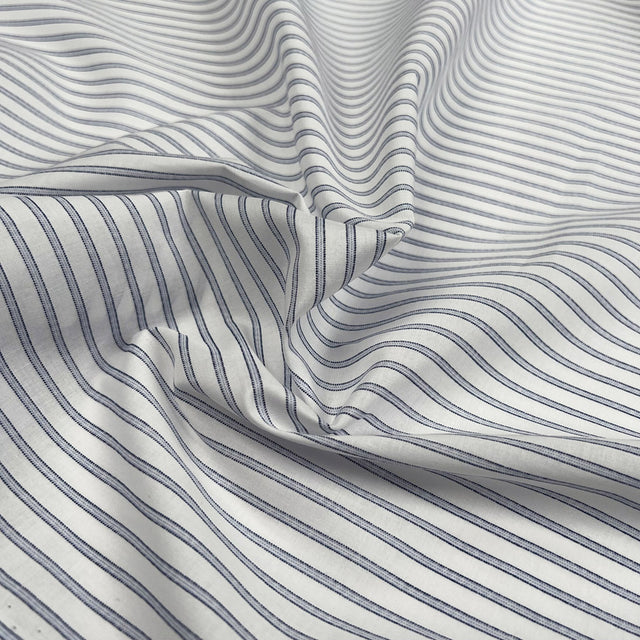 Cotton Shirting Ice Blue Stripe White Woven Dress Fabric CU