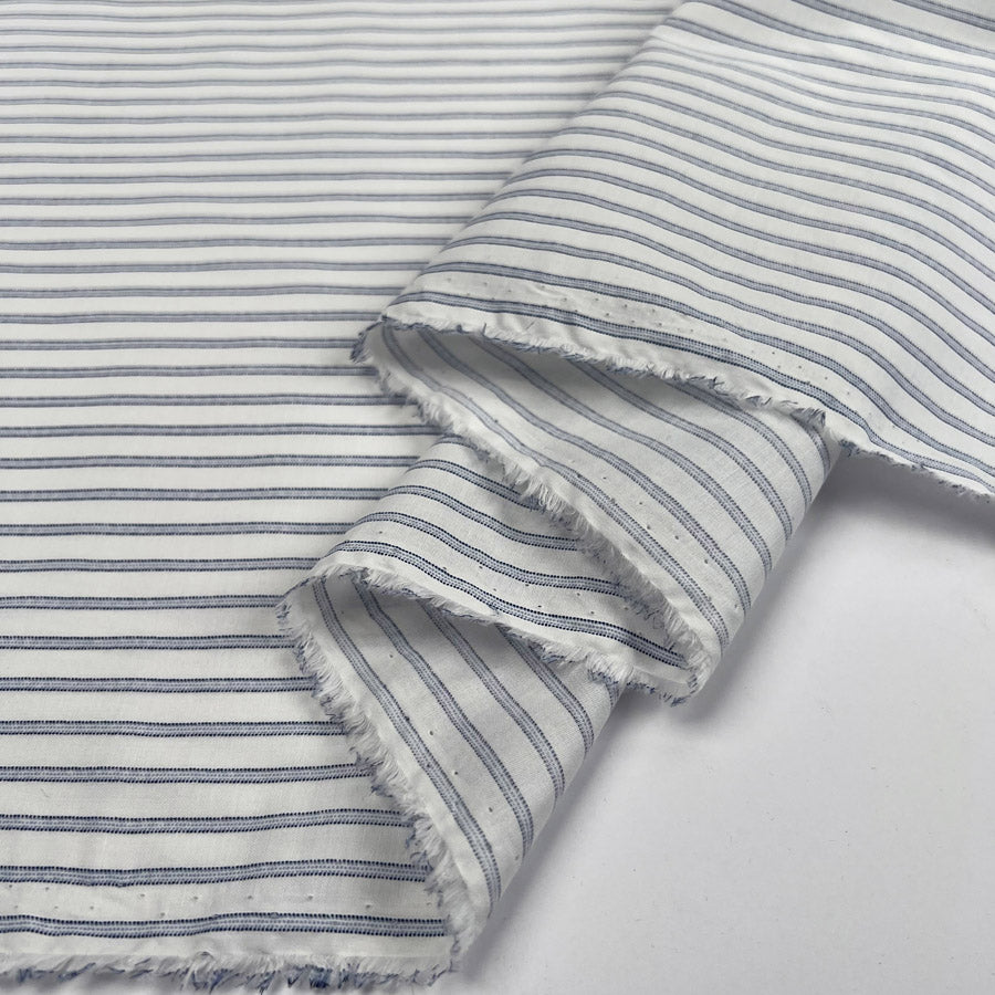 Cotton Shirting Ice Blue Stripe White Woven Dress Fabric Fold