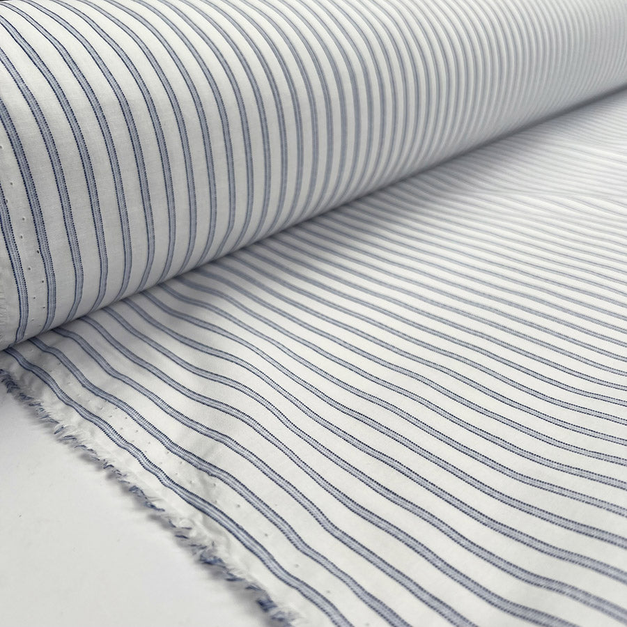 Cotton Shirting Ice Blue Stripe White Woven Dress Fabric Roll