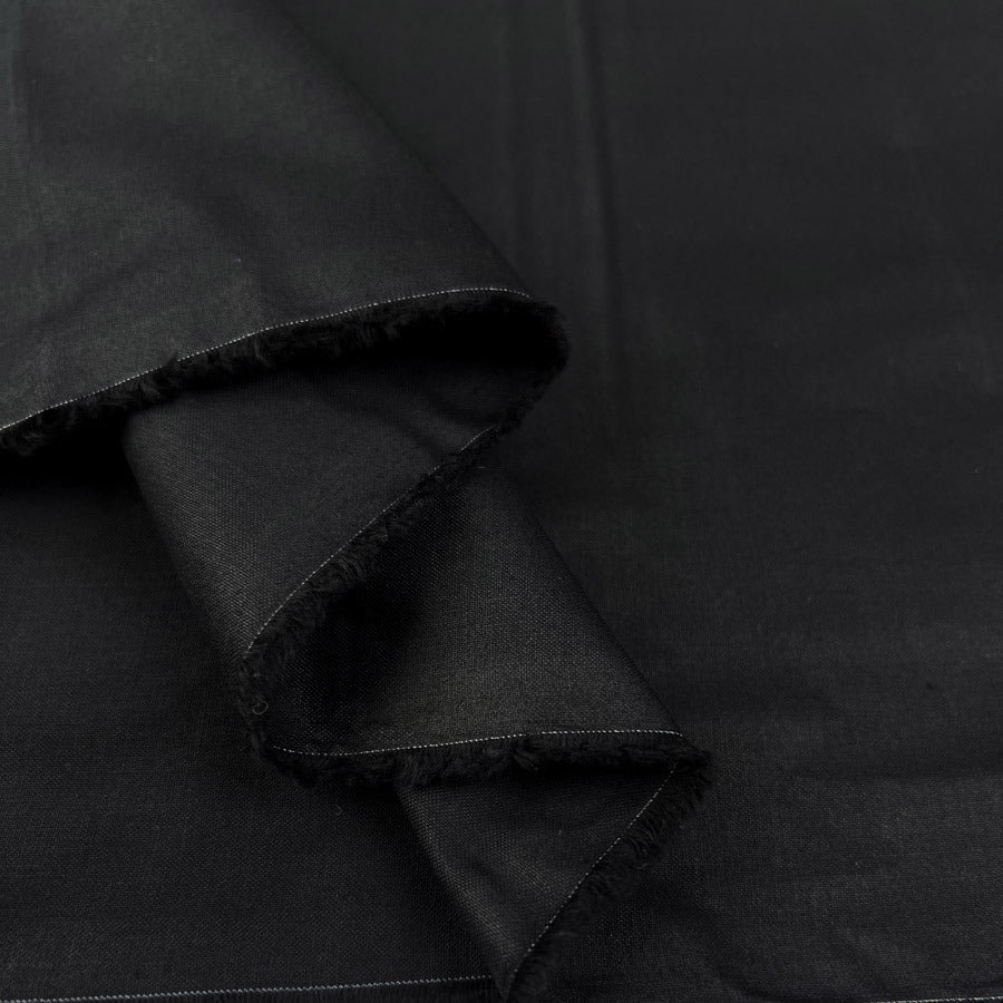 Cotton Silesia Black Plain Italian Satin Finish Woven Shirting Fabric Fold