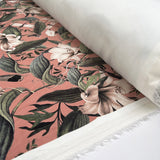 Cotton Suede Kew Ex Designer Italian Pink Green Floral Fabric Roll