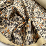 Cotton Suede Safari Italian Ex Designer Abstract Brown Velvet Fabric CU