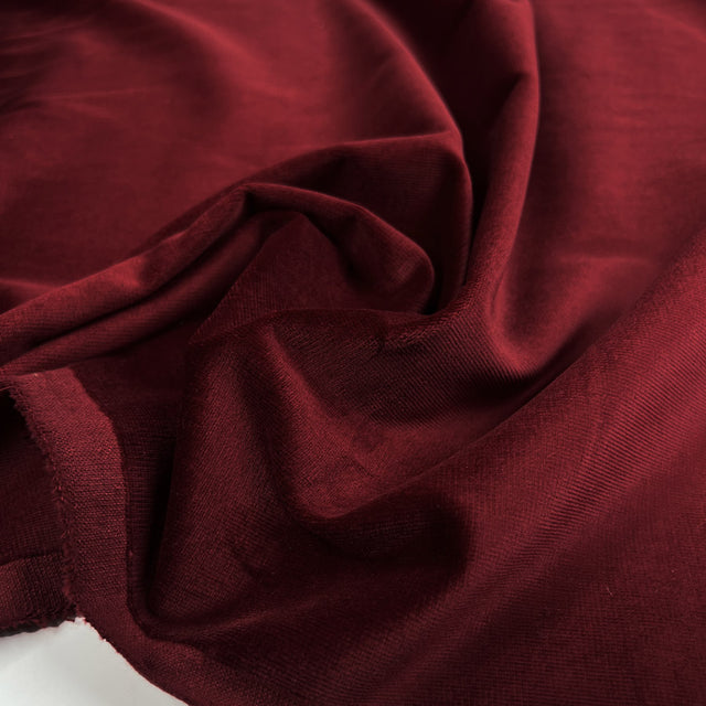 Cotton Velveteen Wine Red Italian Woven Dress Fabric CU