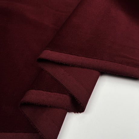 Cotton Velveteen Wine Red Italian Woven Dress Fabric Fold