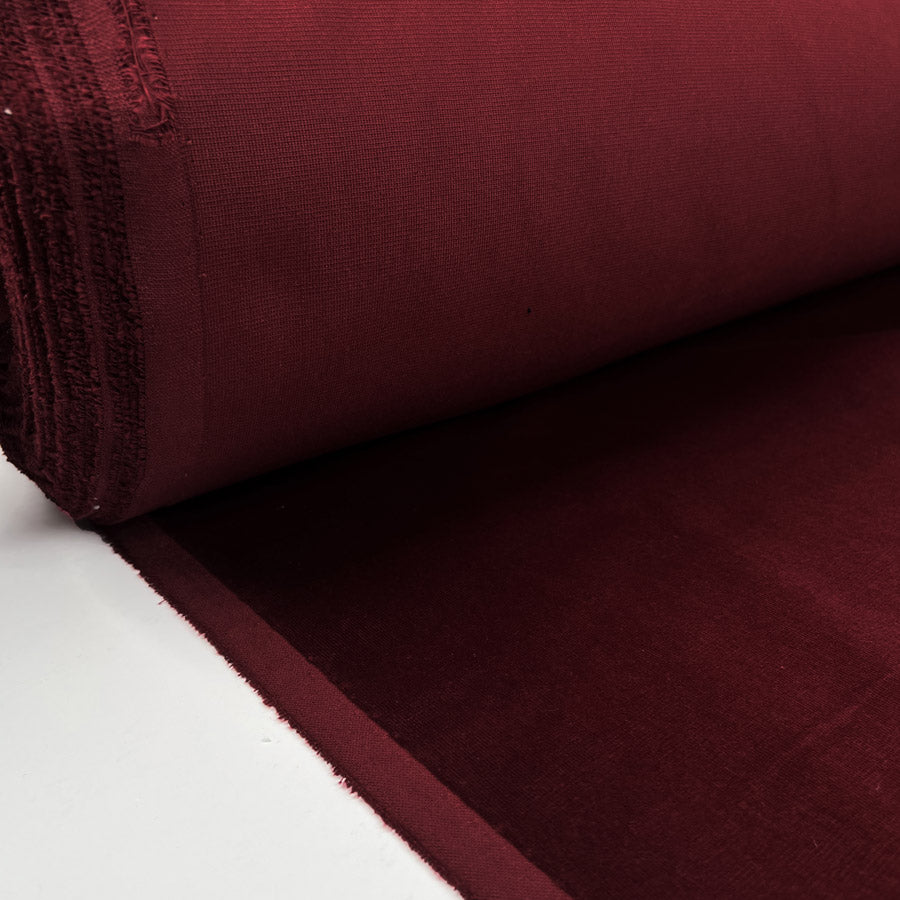 Cotton Velveteen Wine Red Italian Woven Dress Fabric Roll