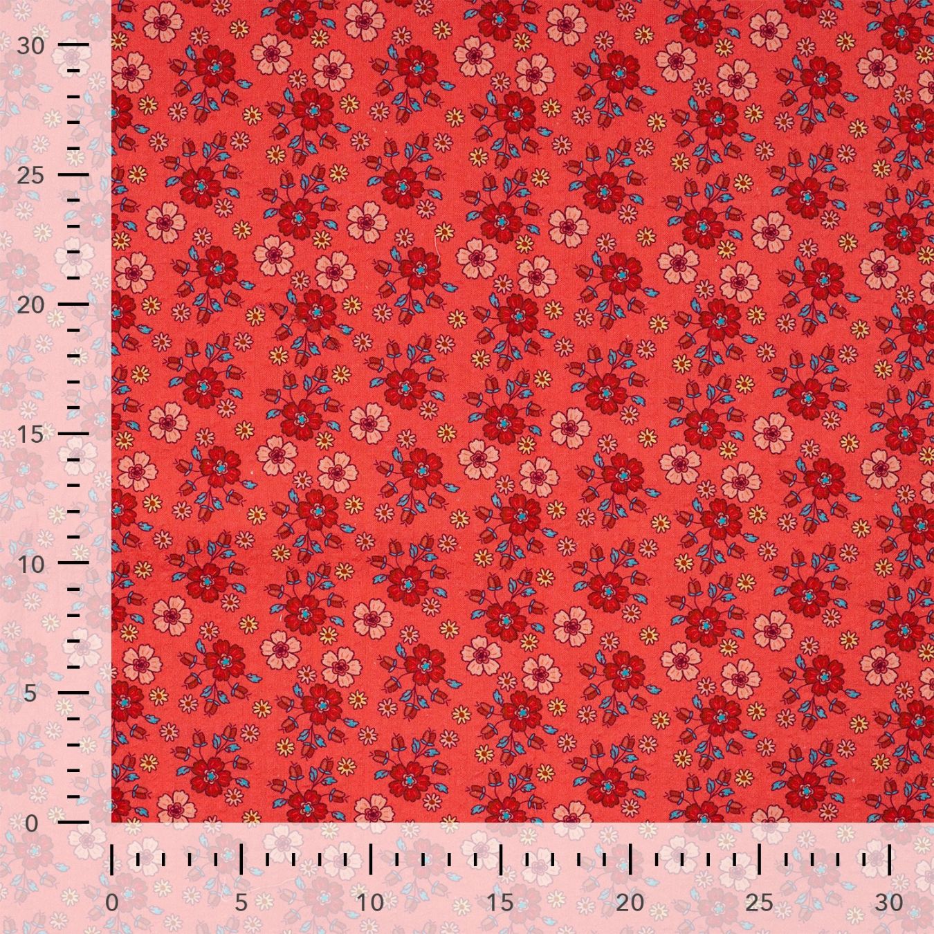 Cotton Voile Sunset Posy Printed Cotton Voile 115gsm Dress Fabric Ruler