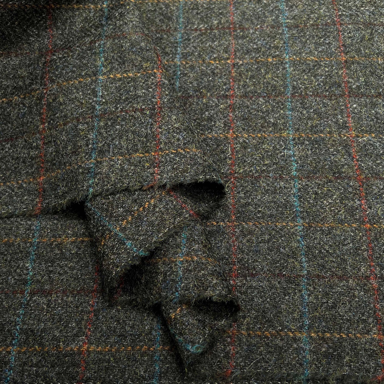 British 100% Wool Tweed Suiting Fabric  Countryfile - Forest Check Fold